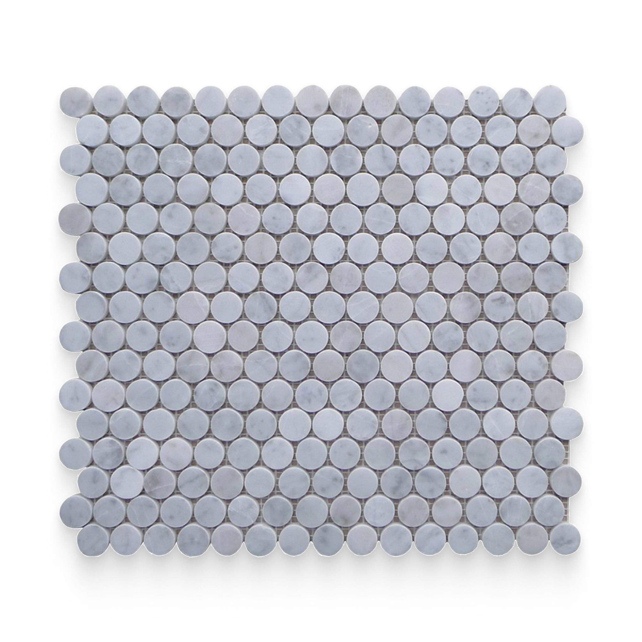 0.75x0.75 Carrara White Honed Penny Round Mosaic – Stone Products