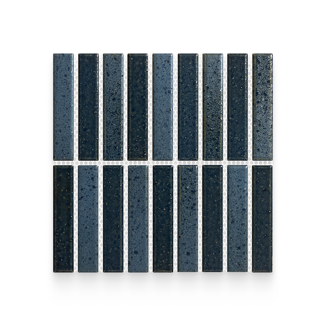 Suna 1.1x5.71 Tidal Blue Mixed Finish Stacked Mosaic – Stone