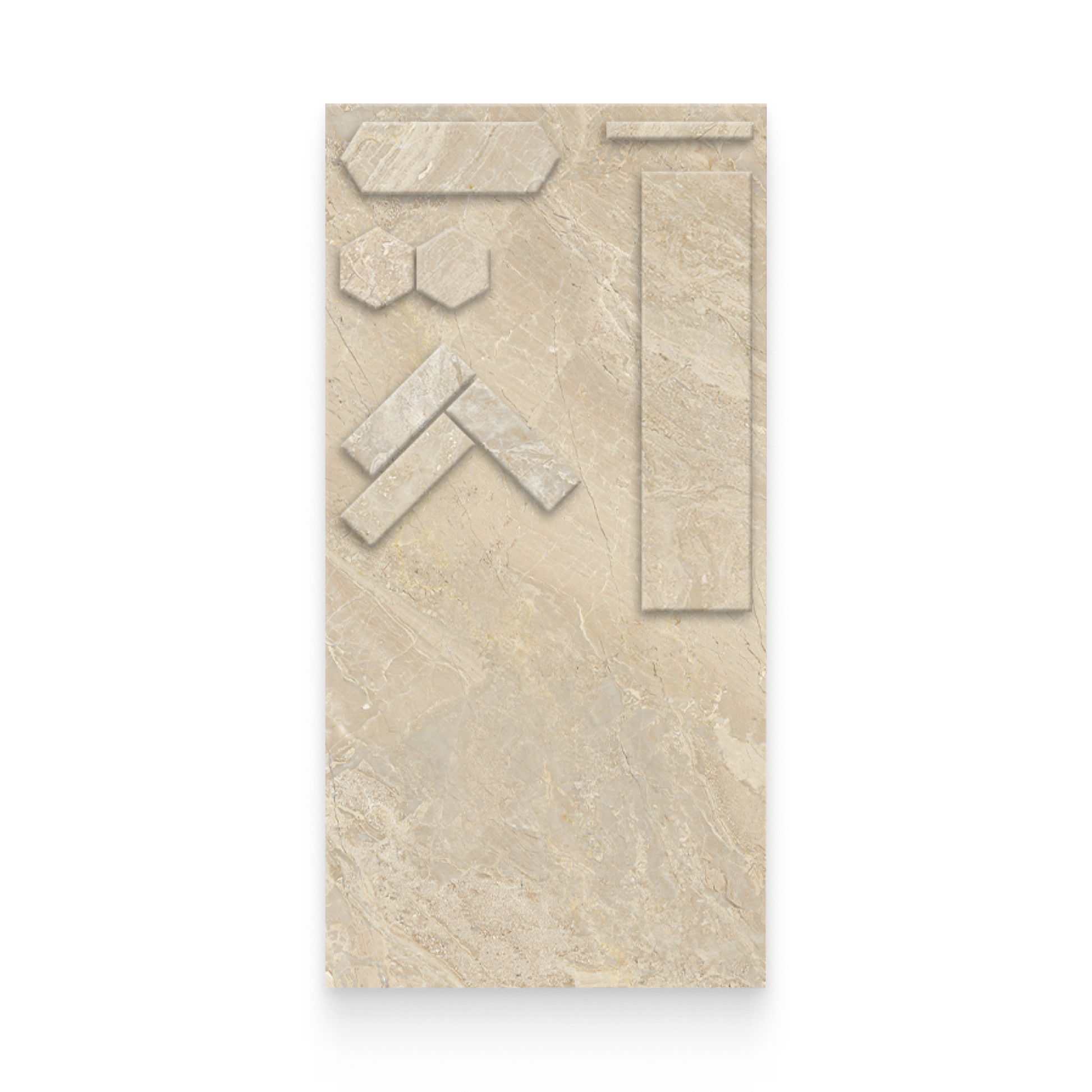 12x24 Natural Stone Display w/Mosaic - Imperial Beige