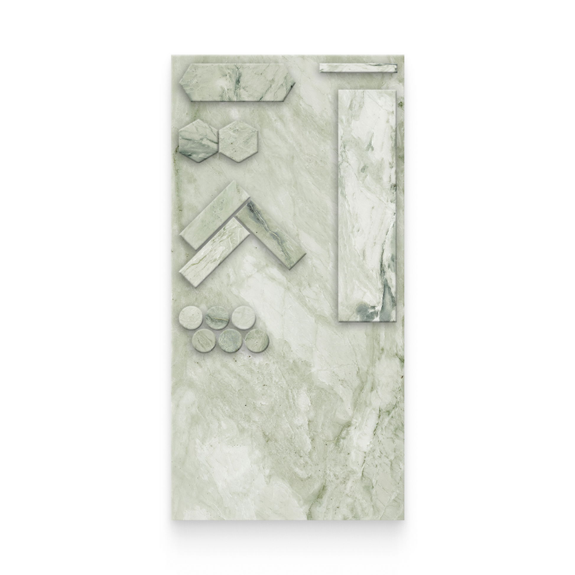 12x24 Natural Stone Display w/Mosaic - Verde Matcha