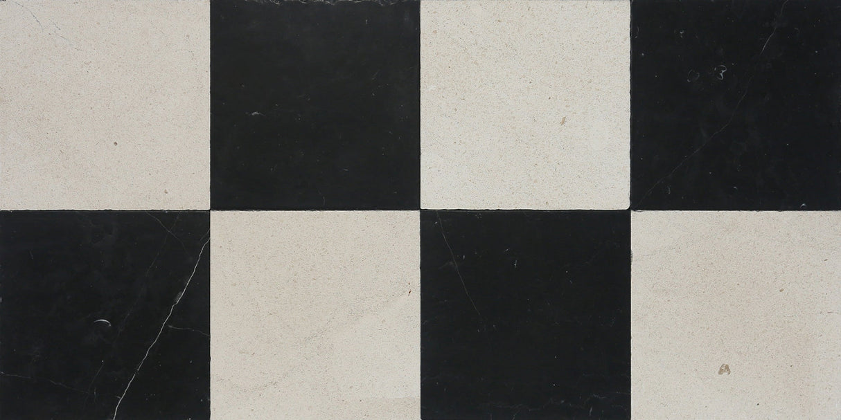 Avant Garde 4x4 Nero Marquina Modern Tumbled Square Tile - Sample