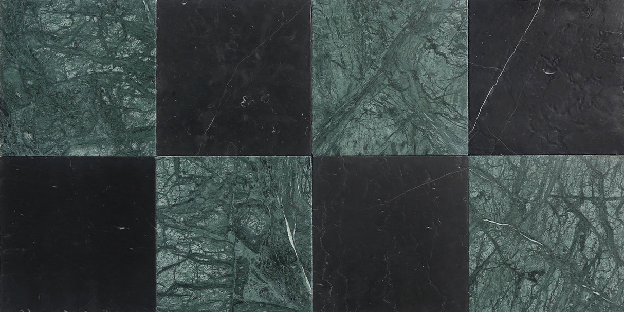 Avant Garde 4x4 Nero Marquina Modern Tumbled Square Tile - Sample