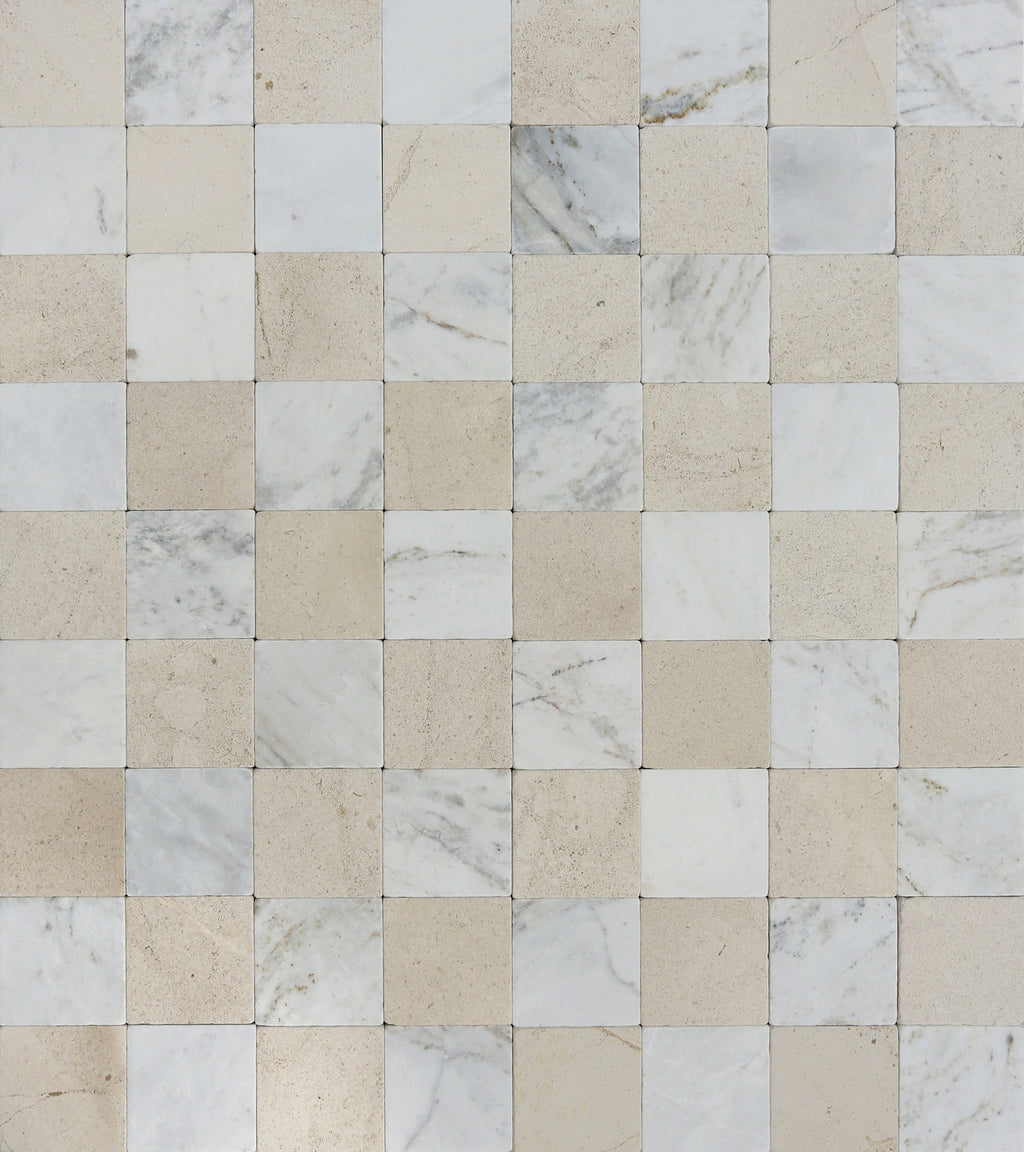 Avant Garde 12x12 Daphne White Modern Tumbled Square Tile