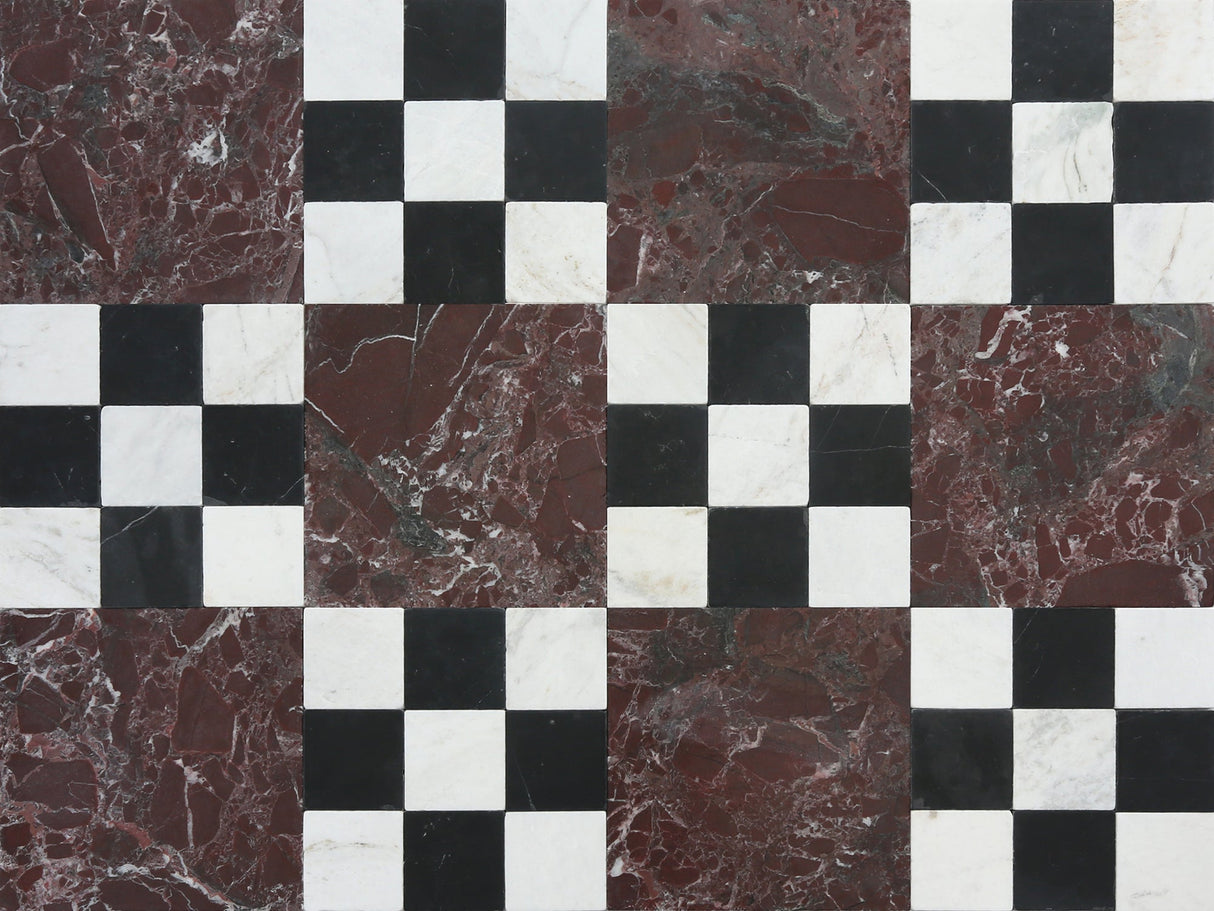 Avant Garde 4x4 Nero Marquina Modern Tumbled Square Tile - Sample
