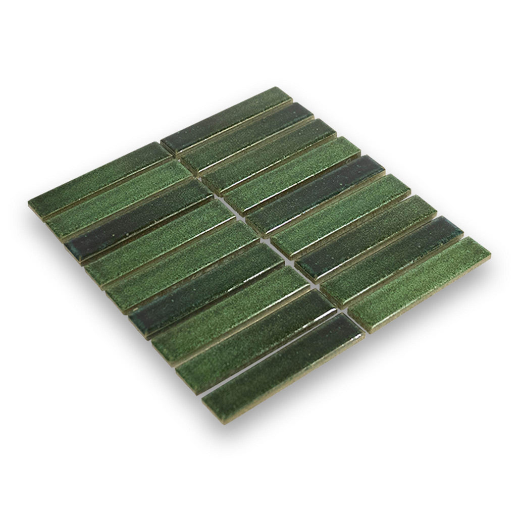 Suna 1.1x5.71 Garden Green Glossy Stacked Mosaic