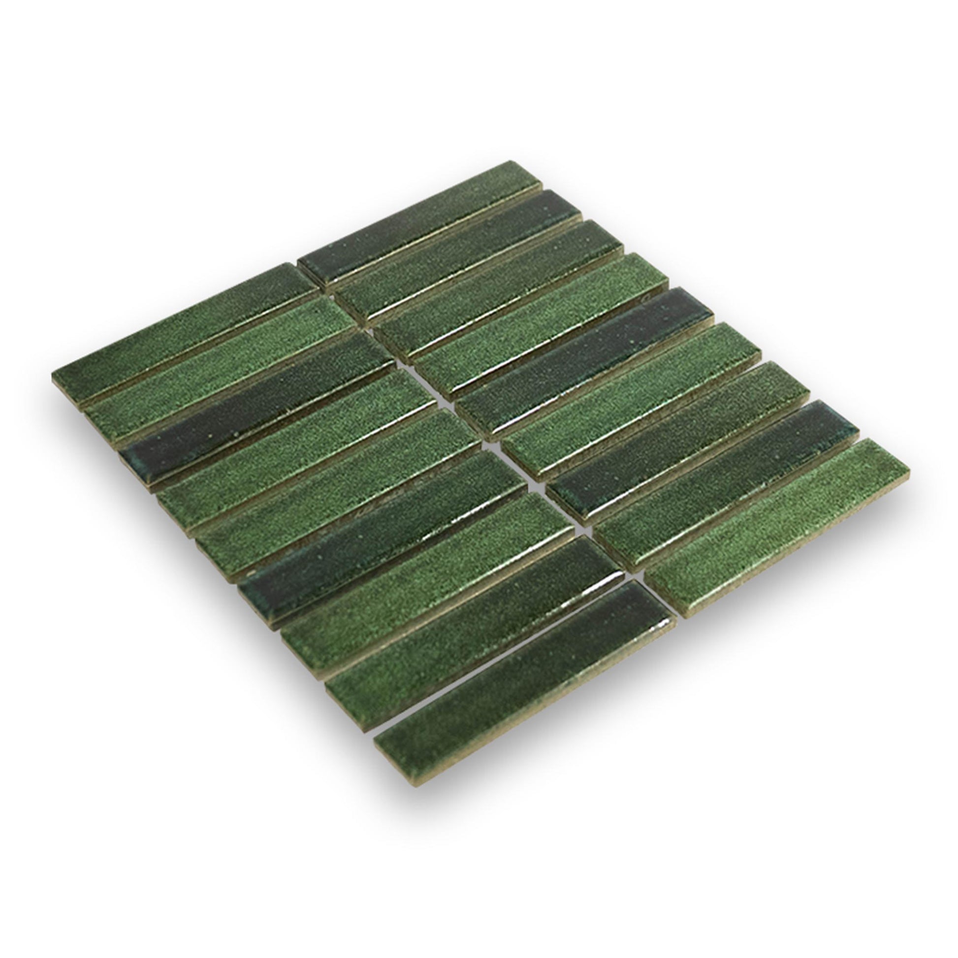 Suna 1.1x5.71 Garden Green Glossy Stacked Mosaic