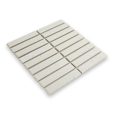 Suna 1.1x5.71 Powder White Glossy Stacked Mosaic
