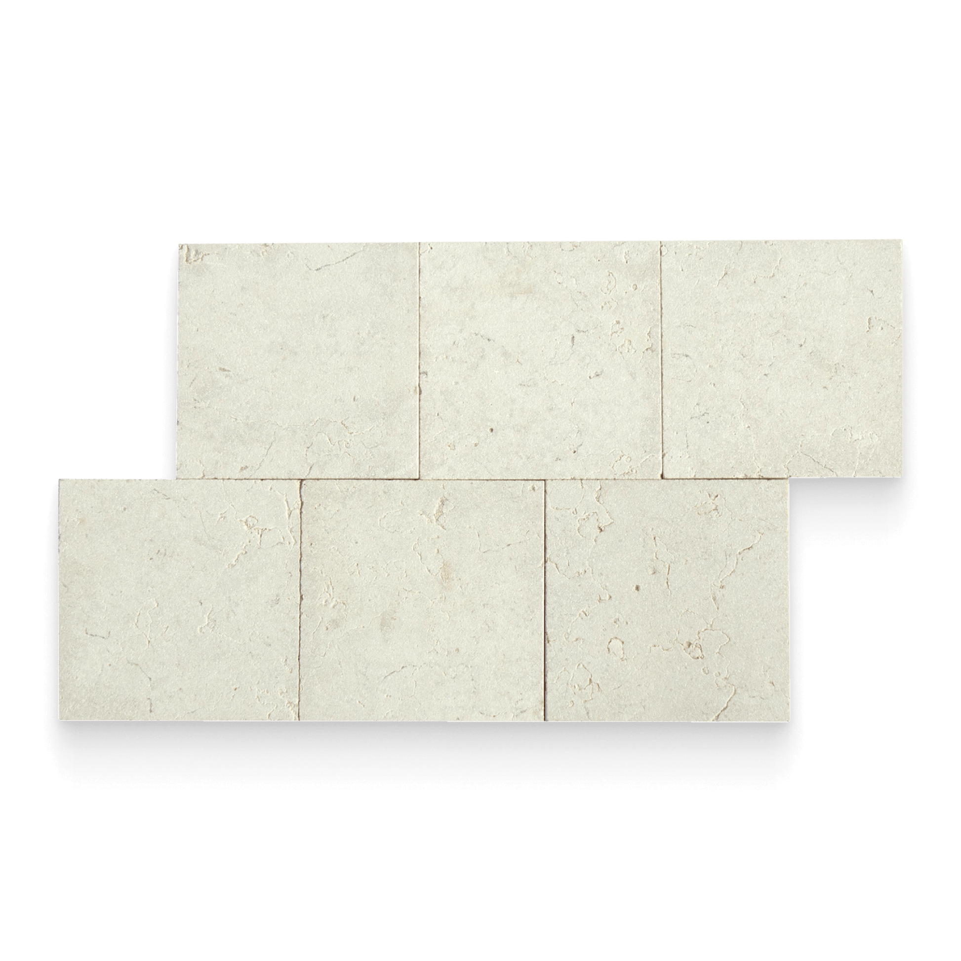 Beige stone tiles arranged in a pattern on a white background