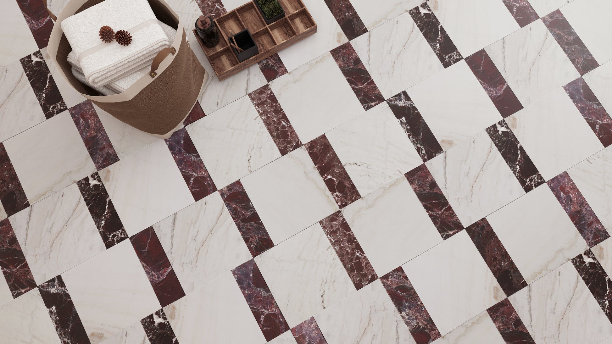 Avant Garde 4x12 Breccia Vino Modern Tumbled Rectangle Tile