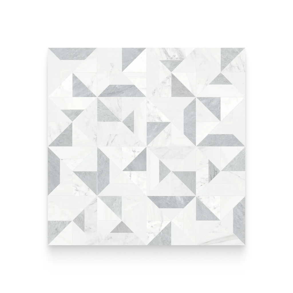 Square tile with a geometric triangle pattern on a white background