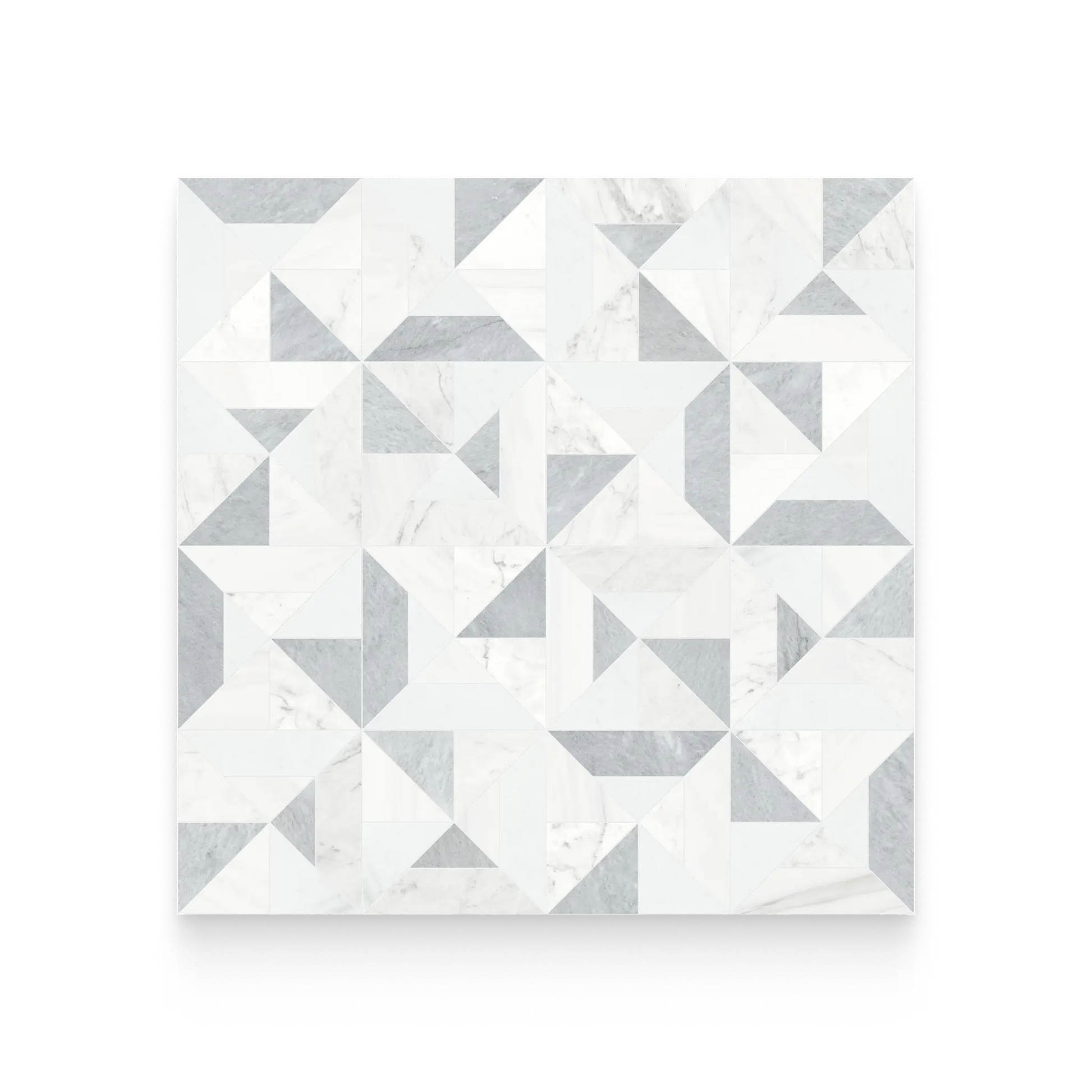 Square tile with a geometric triangle pattern on a white background