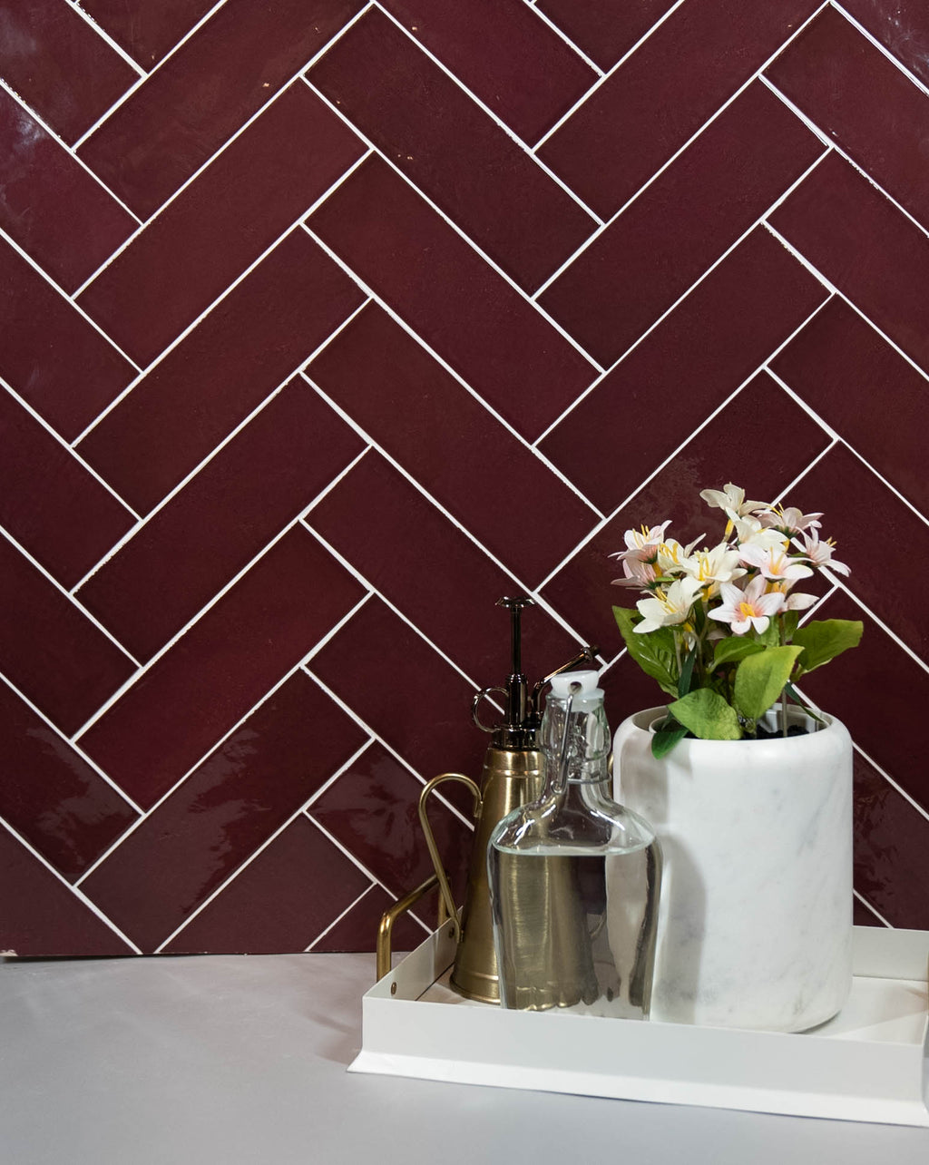 Country 2.5x8 Aubergine Glossy Rectangle Tile