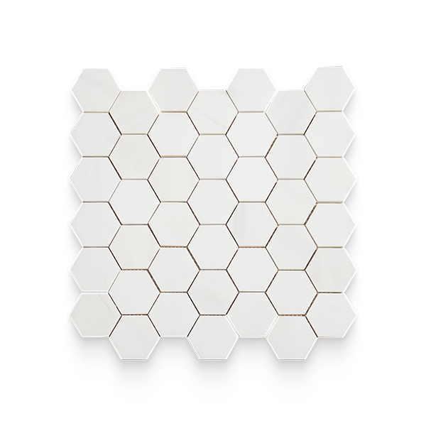 2x2 Bianco Dolomite Calida Honed Hexagon Mosaic