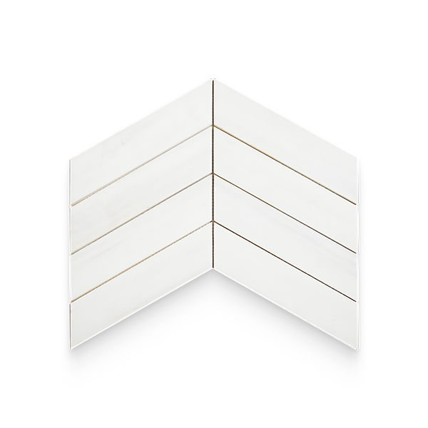 2x8.5 Bianco Dolomite Calida Honed Chevron Mosaic