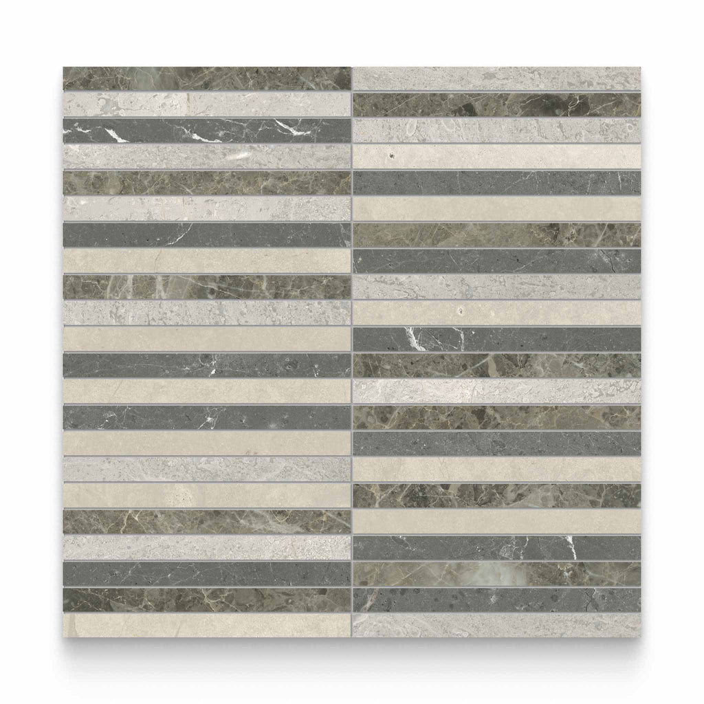 Blended Lines Terra Mixed Finish (Honed and Polished) Mosaic