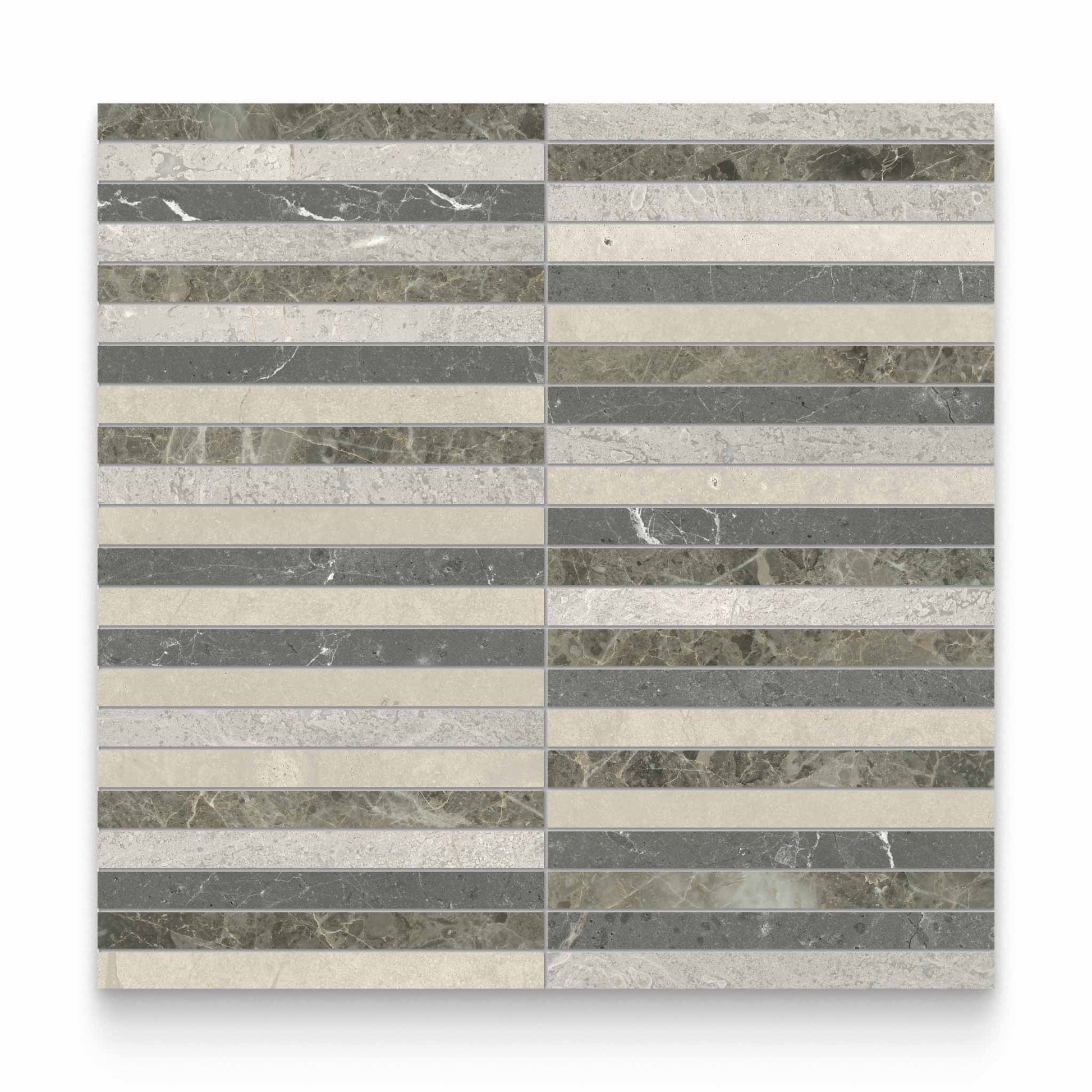 Blended Lines Terra Mixed Finish (Honed and Polished) Mosaic