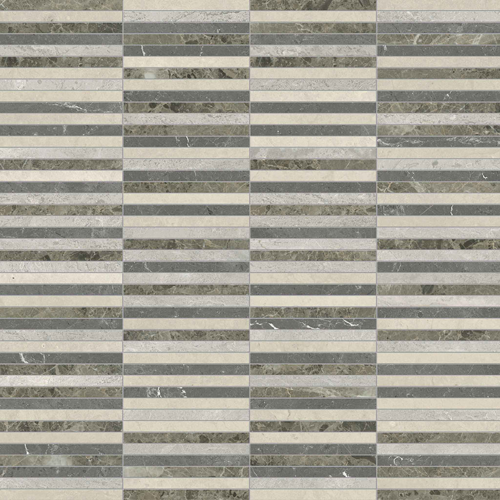 Blended Lines Terra Mixed Finish (Honed and Polished) Mosaic