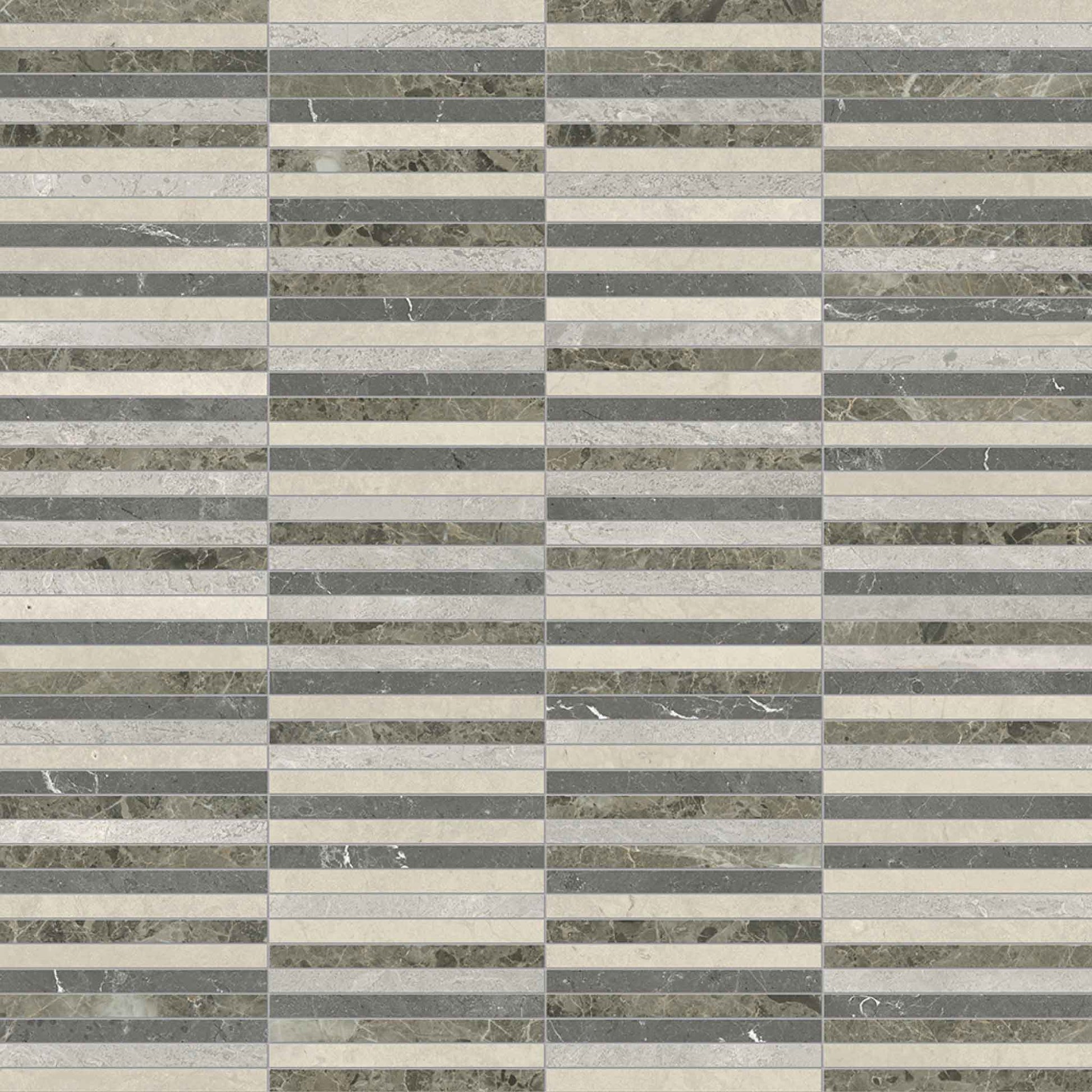 Blended Lines Terra Mixed Finish (Honed and Polished) Mosaic
