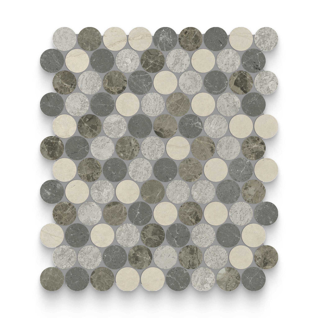 Blended Round Terra Mixed Finish (Honed and Polished) Mosaic