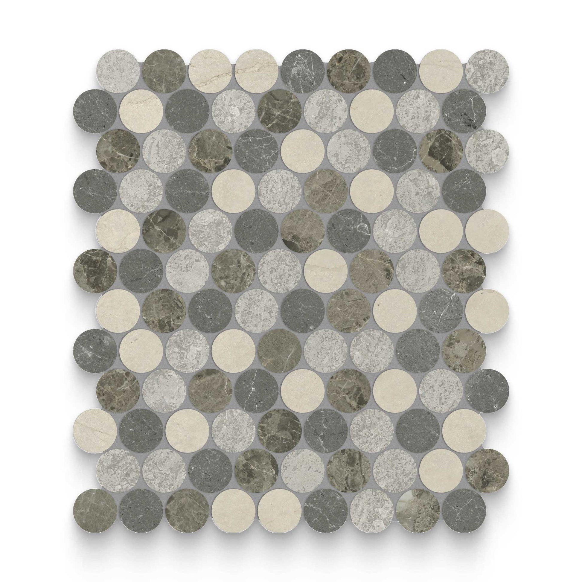Blended Round Terra Mixed Finish (Honed and Polished) Mosaic