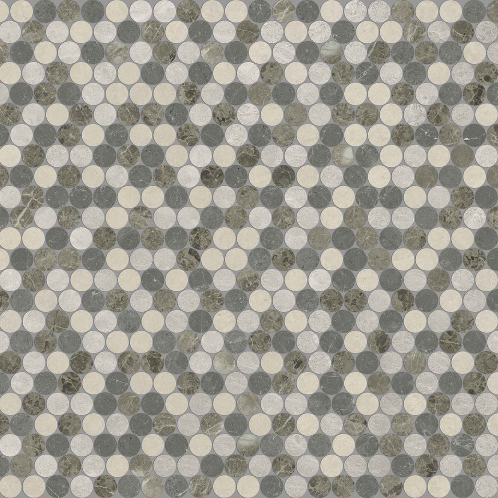 Blended Round Terra Mixed Finish (Honed and Polished) Mosaic
