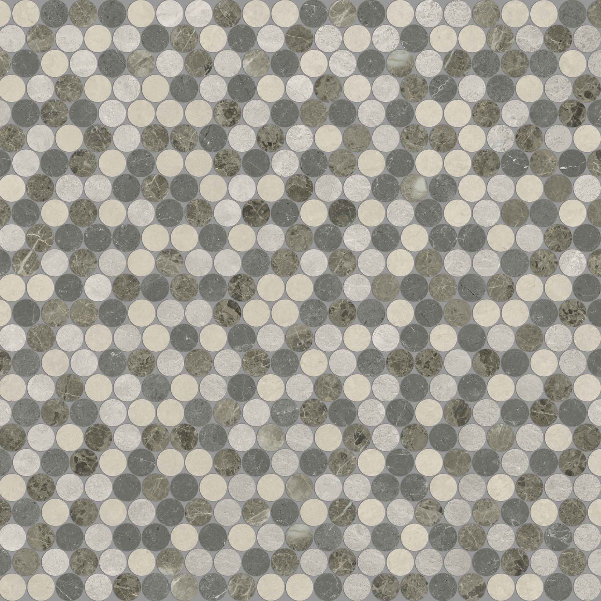 Blended Round Terra Mixed Finish (Honed and Polished) Mosaic