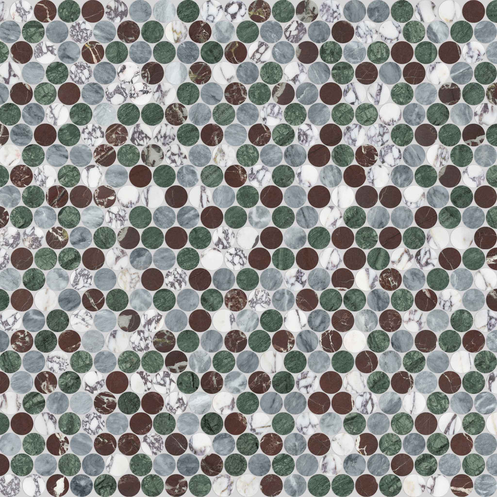 Blended Round Tropic Mixed Finish (Honed and Polished) Mosaic