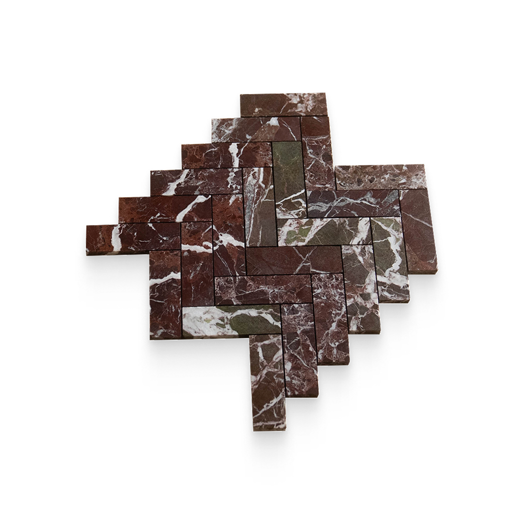 1.25x4 Breccia Vino Polished Herringbone Mosaic