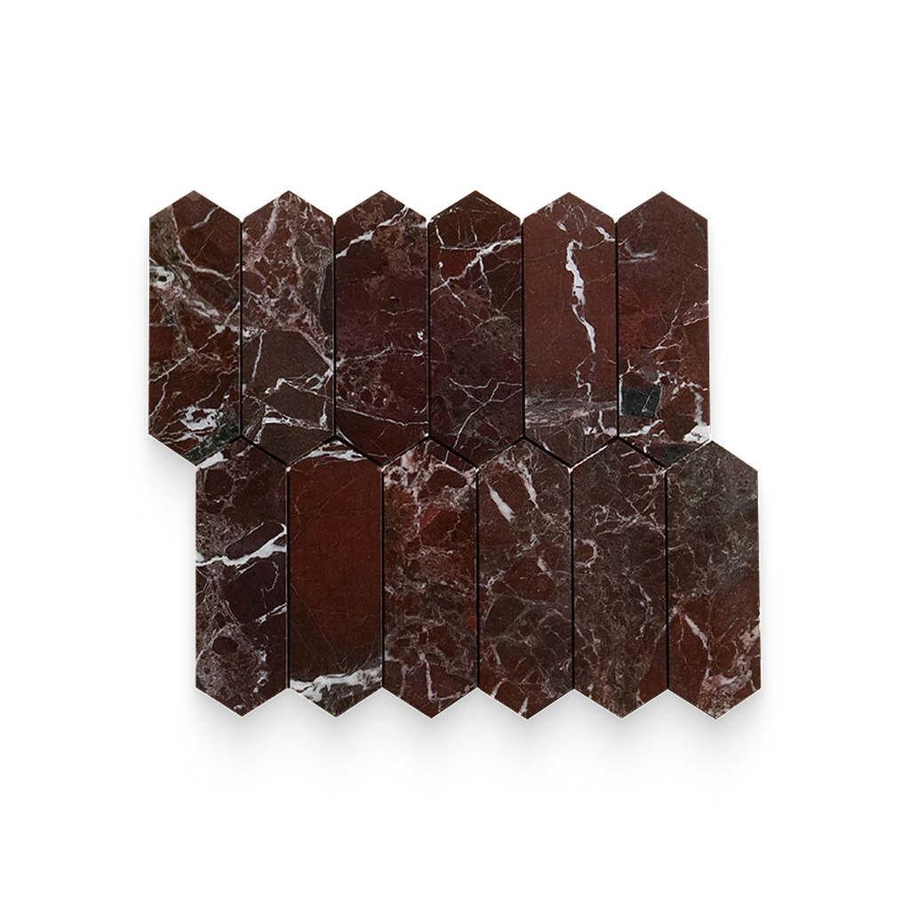 2x6 Breccia Vino Polished Picket Mosaic – Stone Products Unlimited