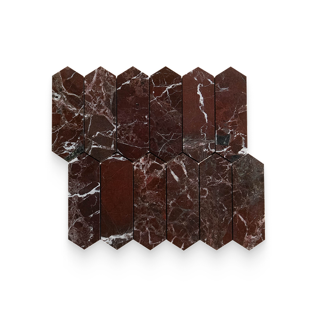 2x6 Breccia Vino Polished Picket Mosaic