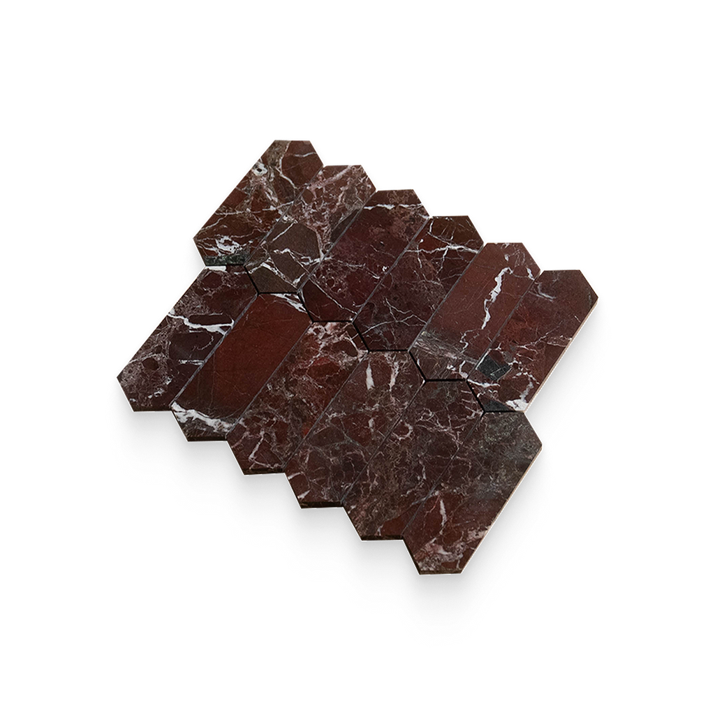 2x6 Breccia Vino Polished Picket Mosaic