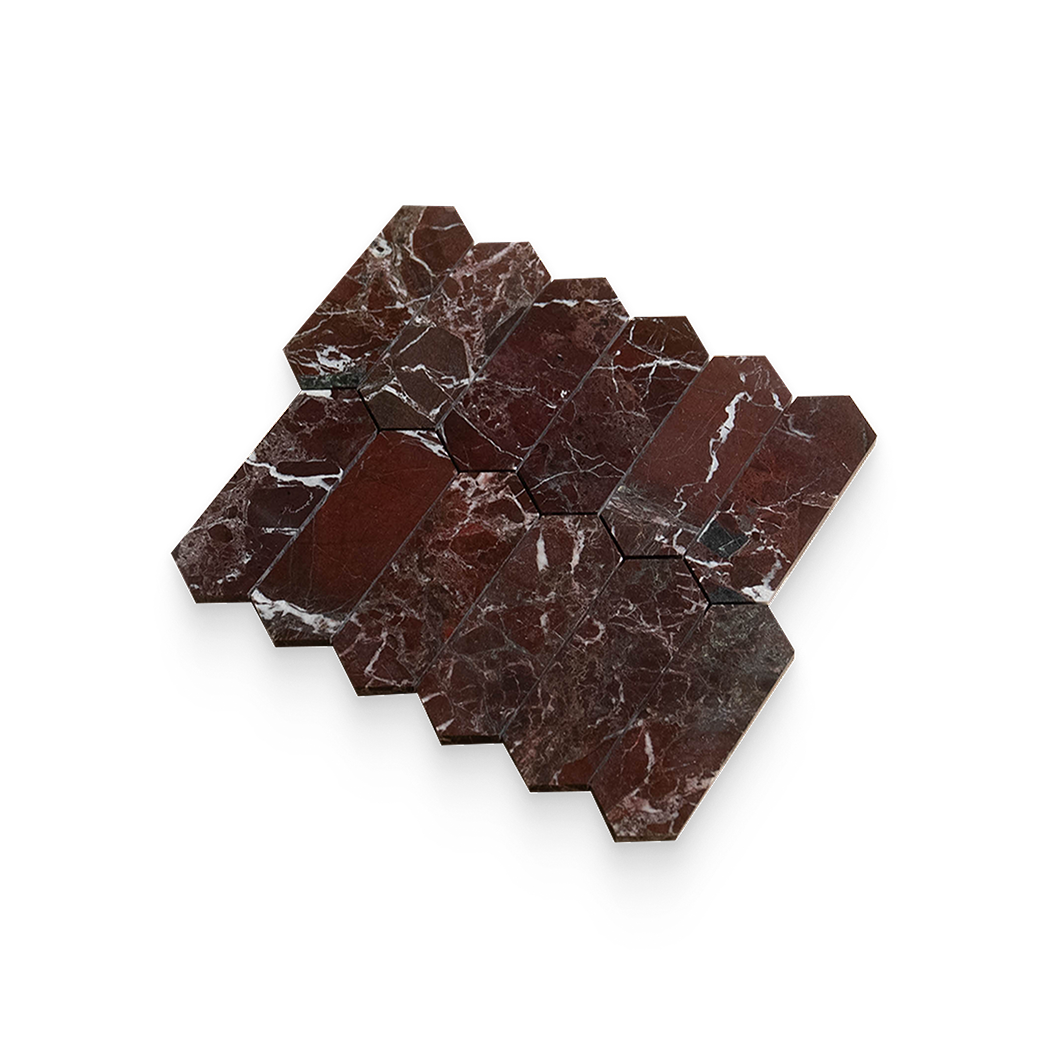 2x6 Breccia Vino Polished Picket Mosaic