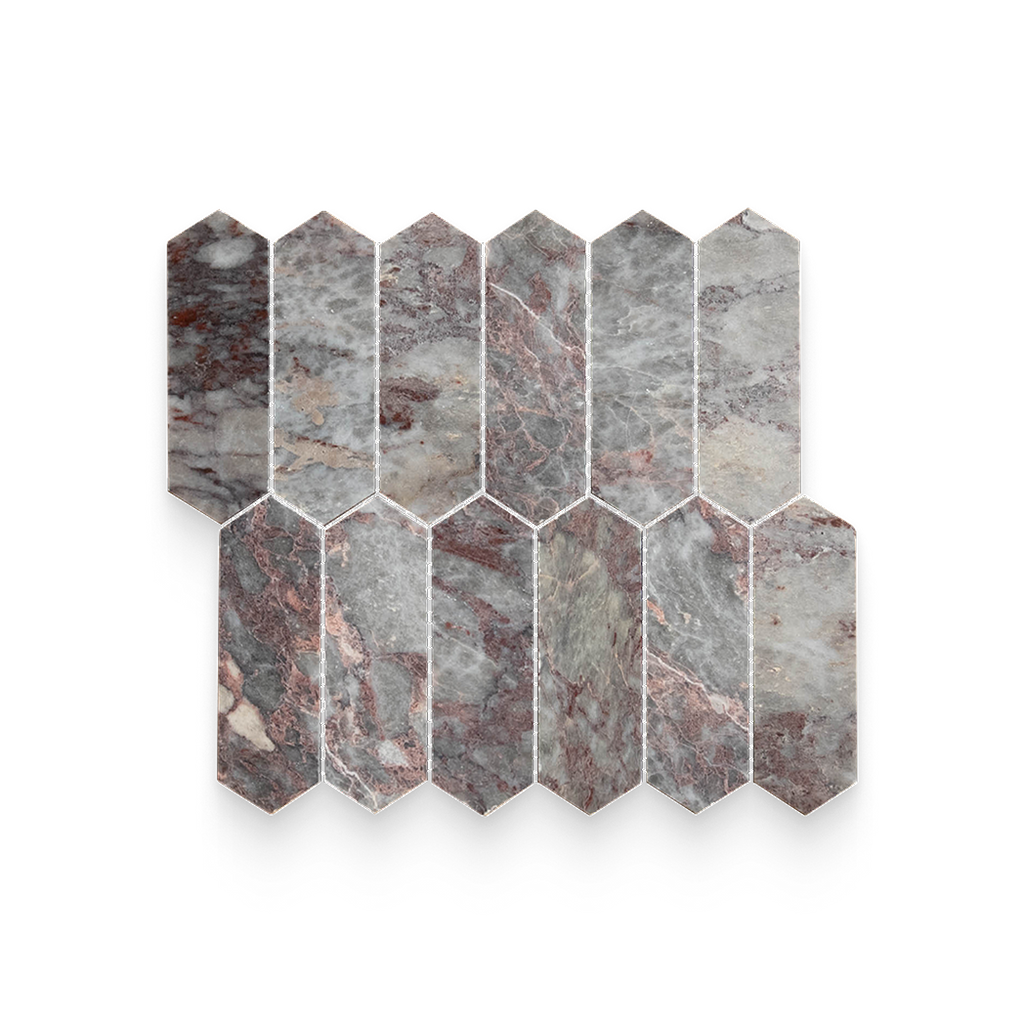 2x6 Burgundy Lilac Honed Picket Mosaic