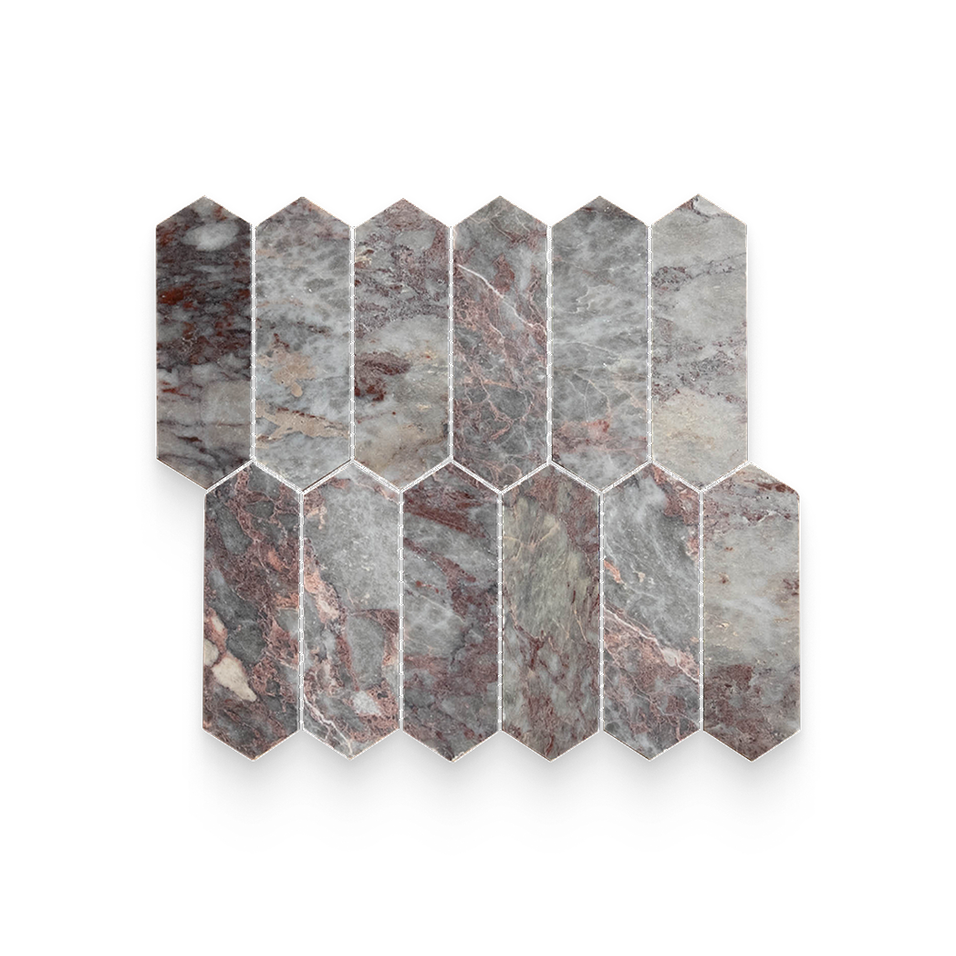 2x6 Burgundy Lilac Honed Picket Mosaic