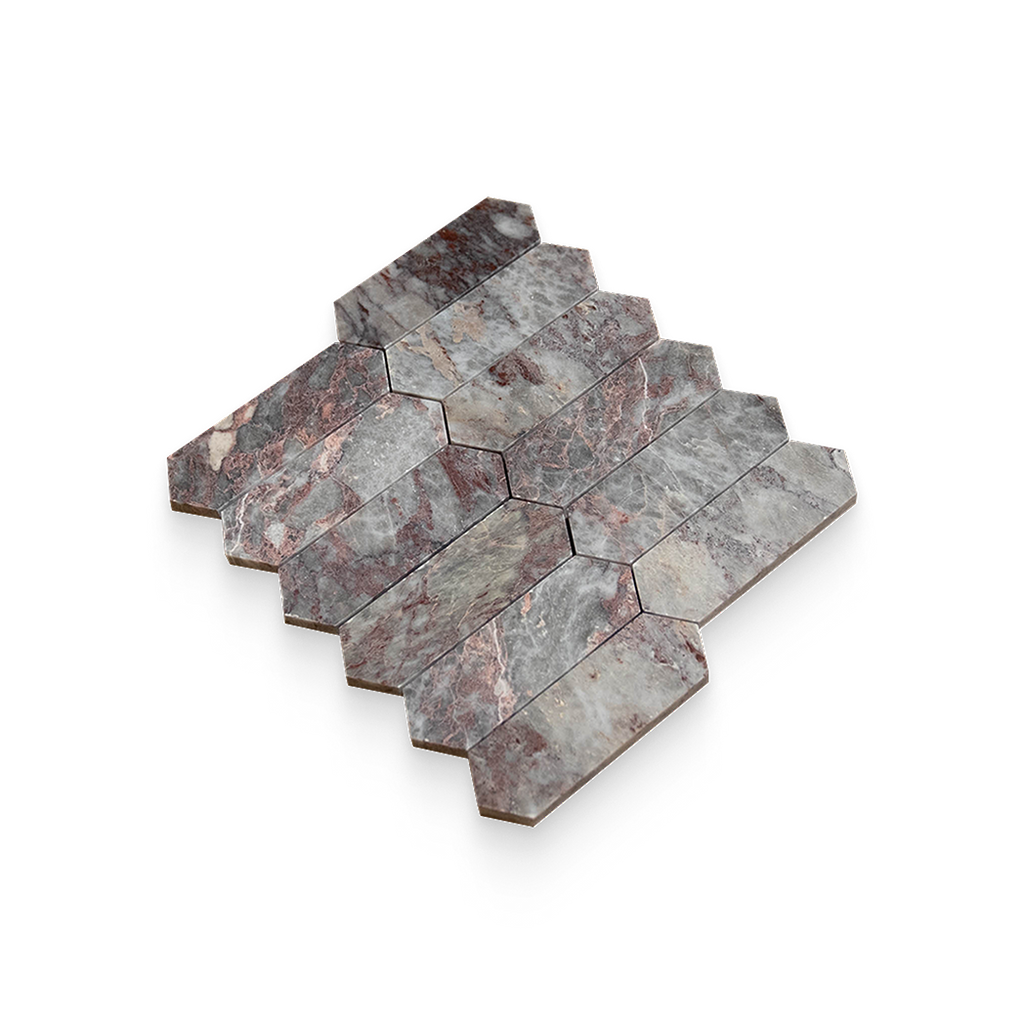 2x6 Burgundy Lilac Honed Picket Mosaic