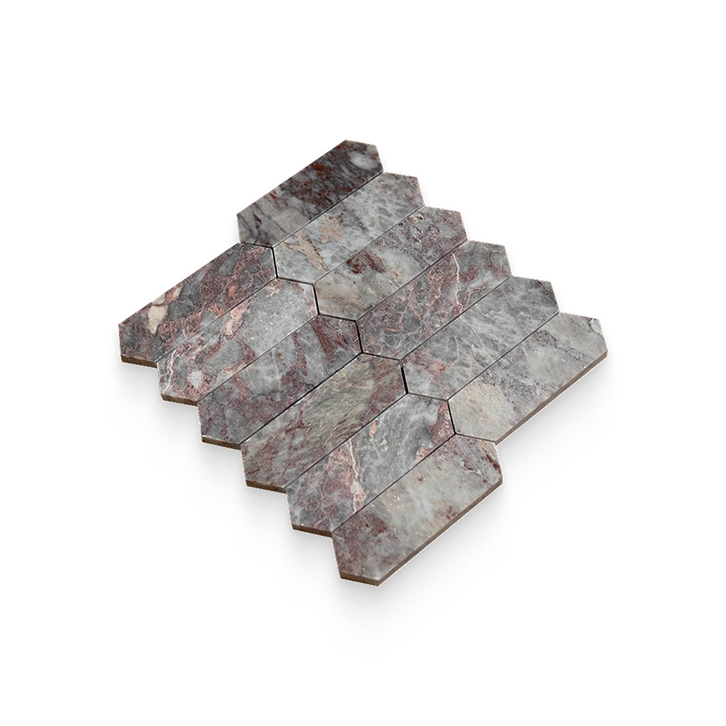 2x6 Burgundy Lilac Honed Picket Mosaic
