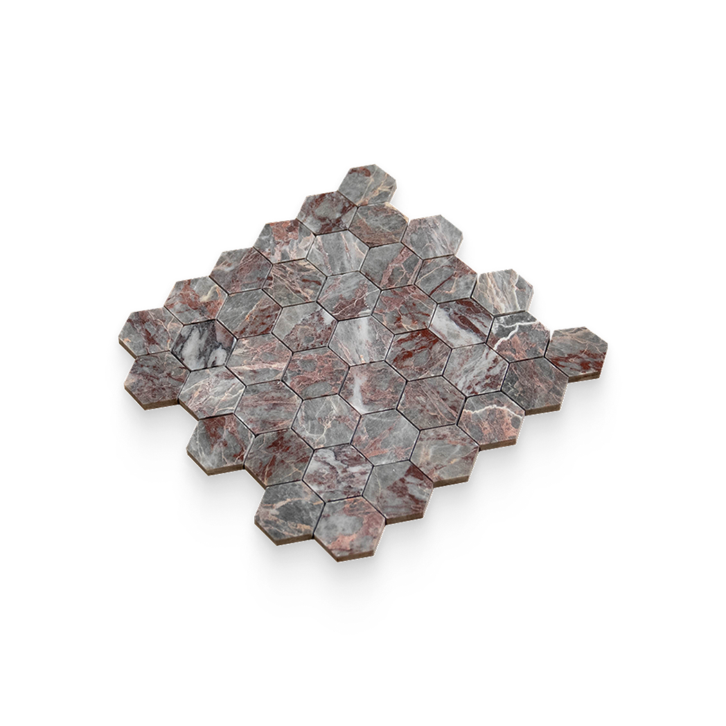 2x2 Burgundy Lilac Honed Hexagon Mosaic