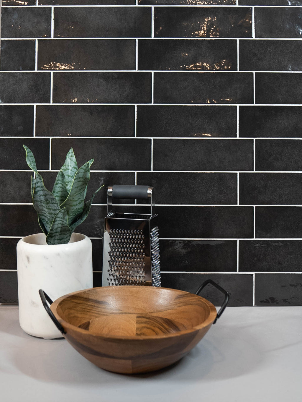 Country 2.5x8 Black Glossy Rectangle Tile