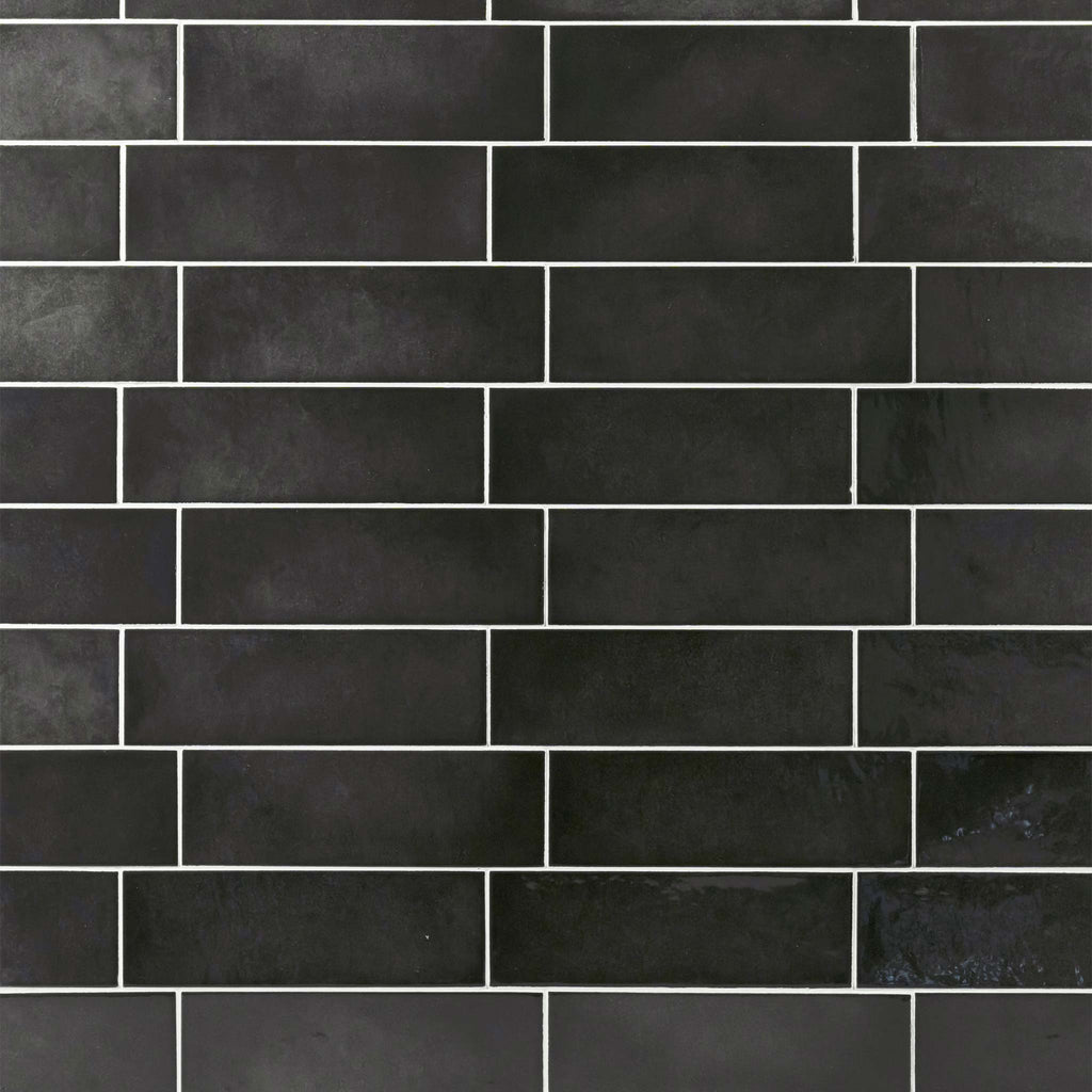 Country 2.5x8 Black Glossy Rectangle Tile