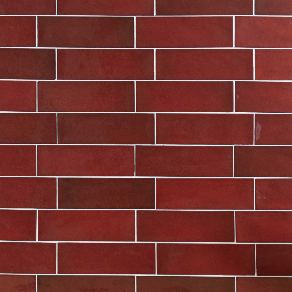 Country 2.5x8 Red Glossy Rectangle Tile