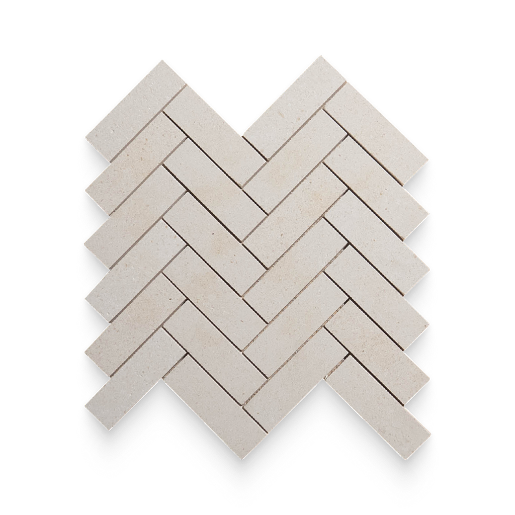 1.25x4 Caliza Capri Honed Herringbone Mosaic