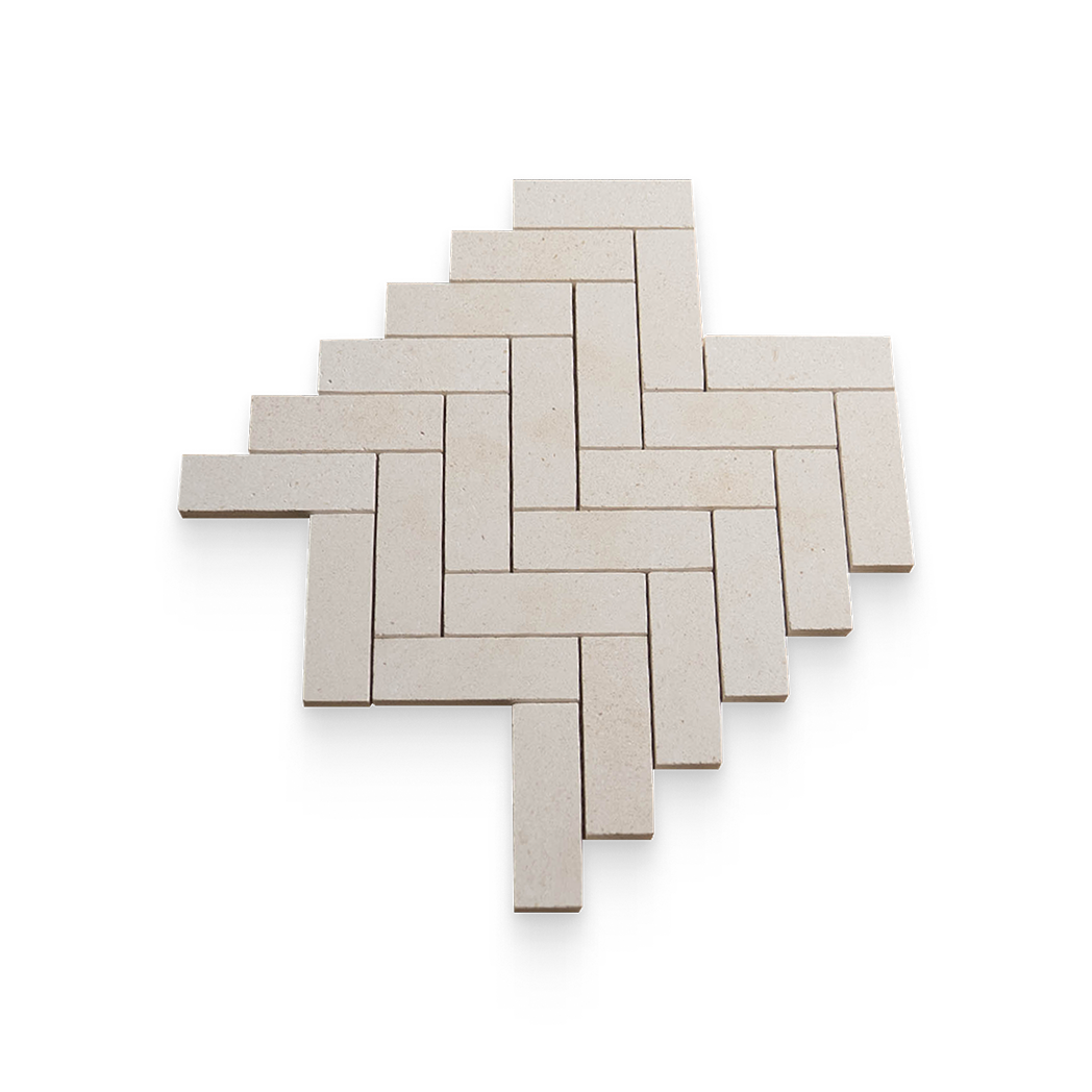1.25x4 Caliza Capri Honed Herringbone Mosaic