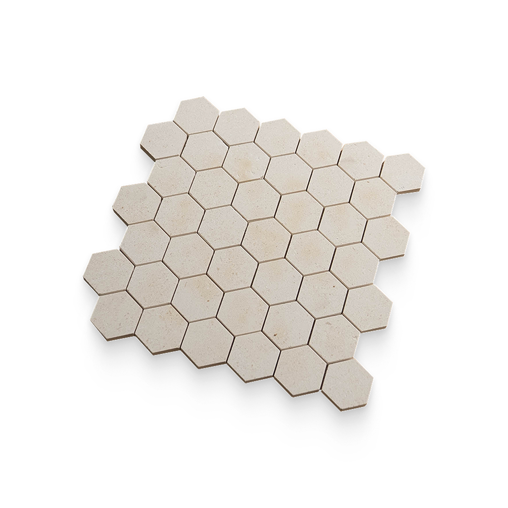 2x2 Caliza Capri Honed Hexagon Mosaic