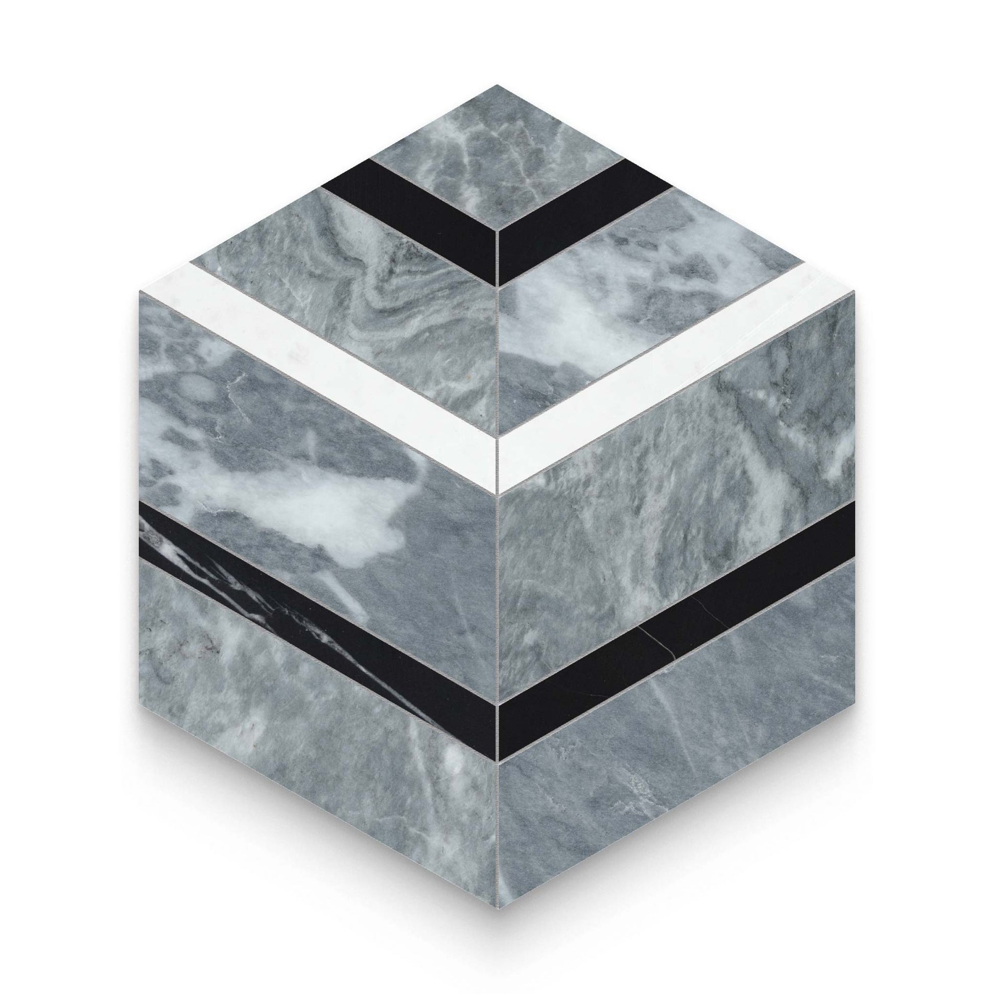 Flow Monochromo Honed w/ Polished Accents Mosaic