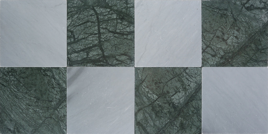 Avant Garde 12x12 Verde Reale Modern Tumbled Square Tile