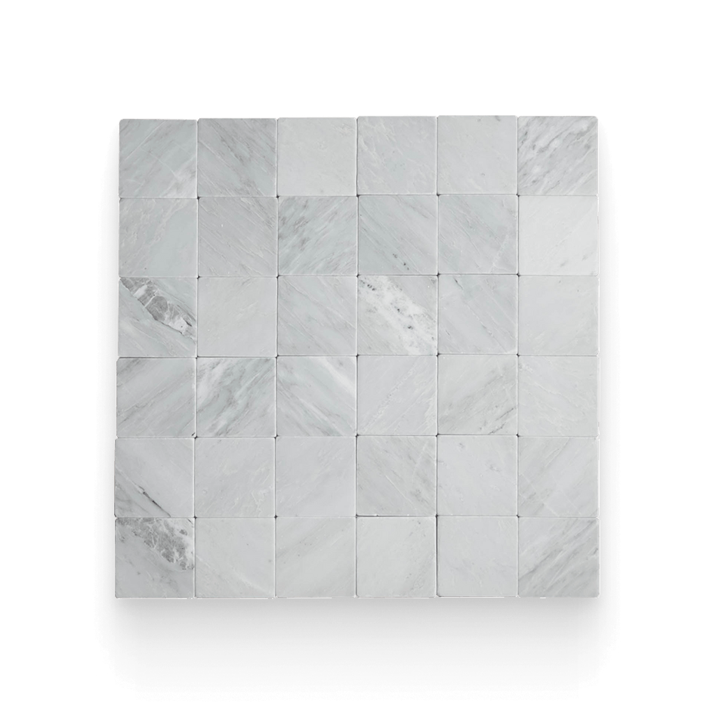 Avant Garde 4x4 Bianco Bello Modern Tumbled Square Tile