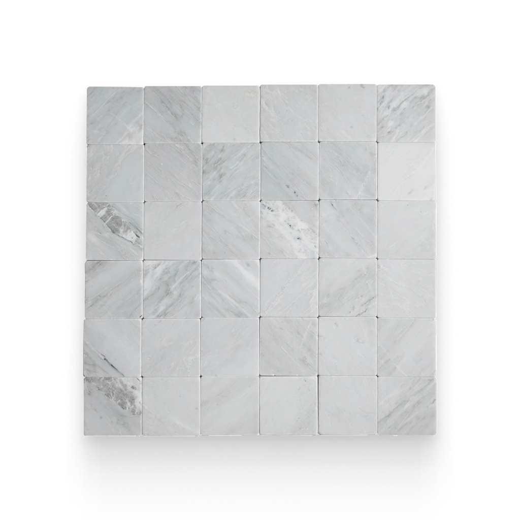 Avant Garde 4x4 Bianco Bello Modern Tumbled Square Tile