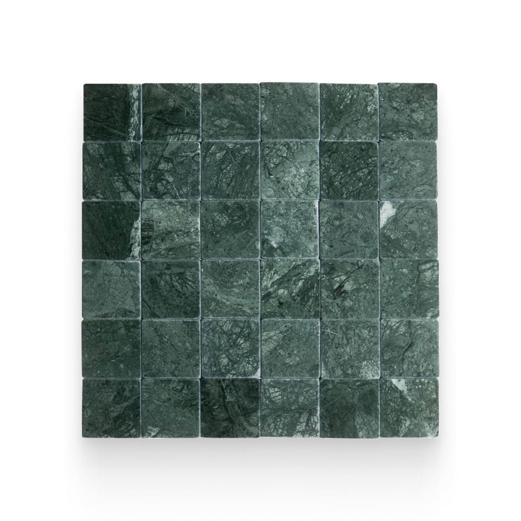 Avant Garde 4x4 Verde Reale Modern Tumbled Square Tile