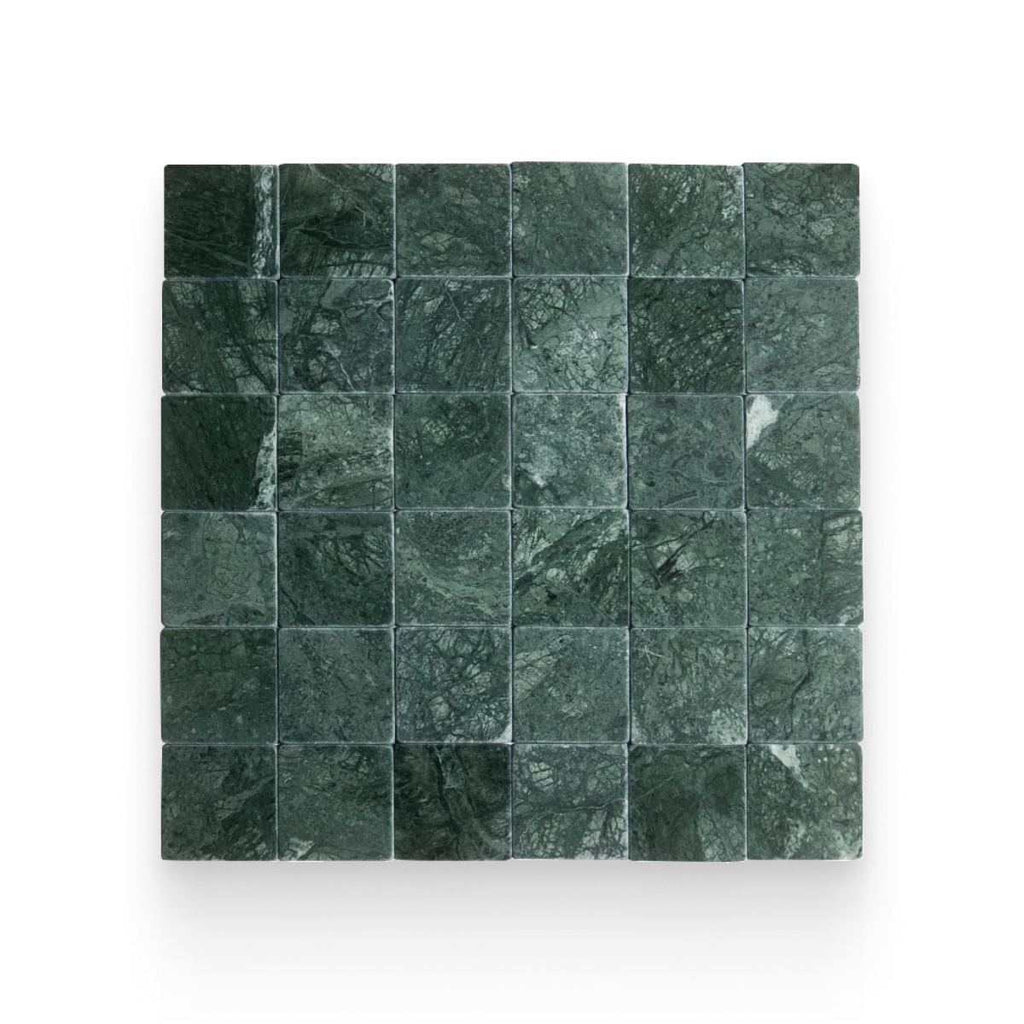 Avant Garde 4x4 Verde Reale Modern Tumbled Square Tile