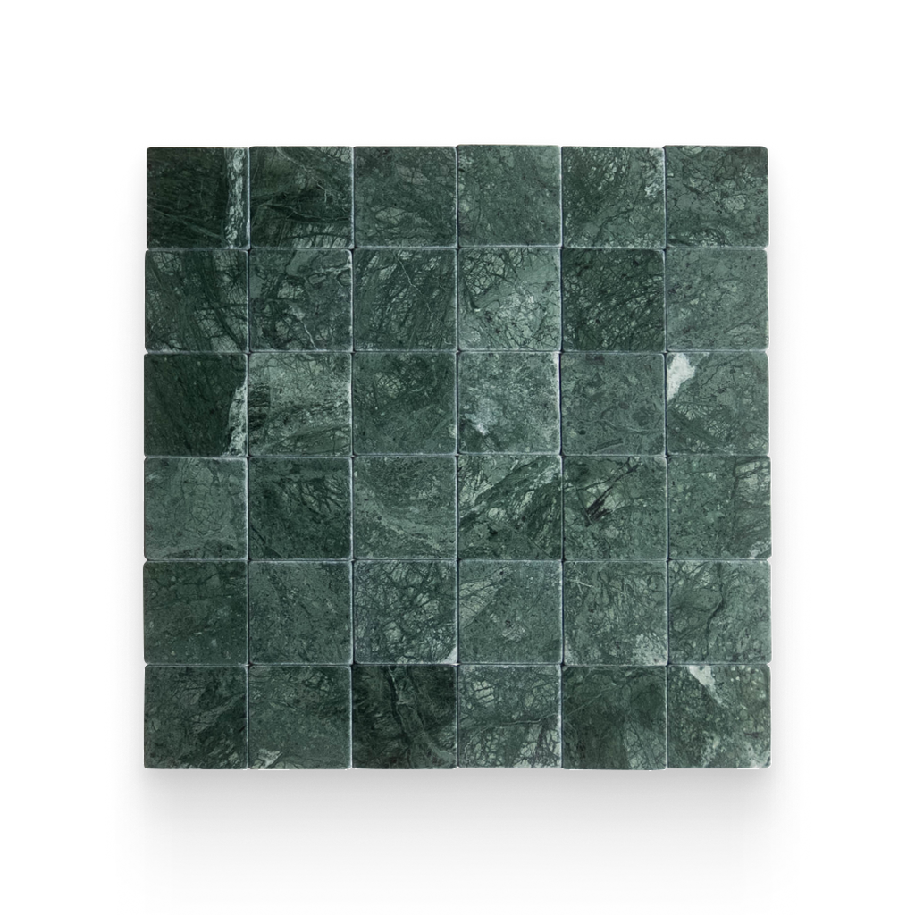 Avant Garde 4x4 Verde Reale Modern Tumbled Square Tile